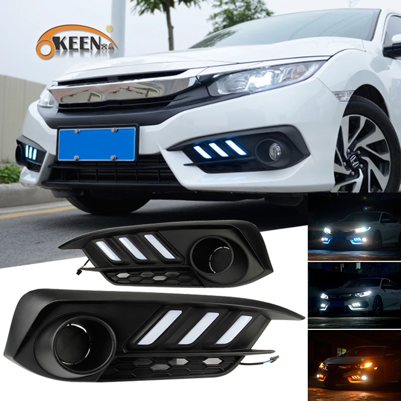 OKEEN 2x автомобильный Стайлинг DRL комплект для Honda Civic 10th 2017 2016 дневные ходовые огни