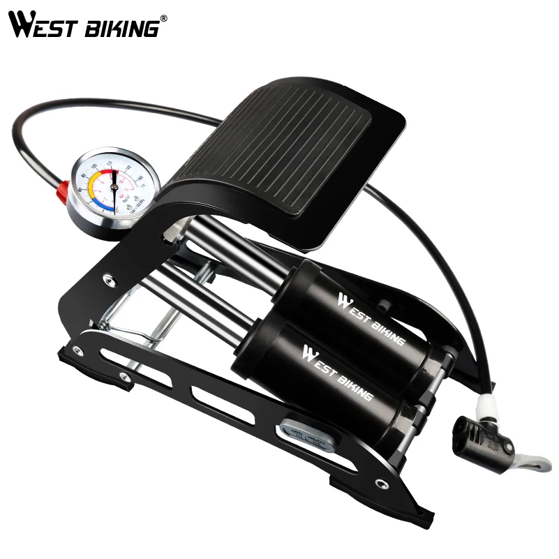 Велосипедный напольный насос WEST BIKING с двумя трубками и клапаном 170PSI|floor pump|bicycle
