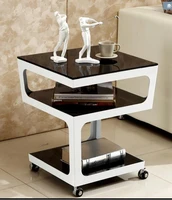 simple modern sofa corner metal tempered glass multi layer white edge table small tea table