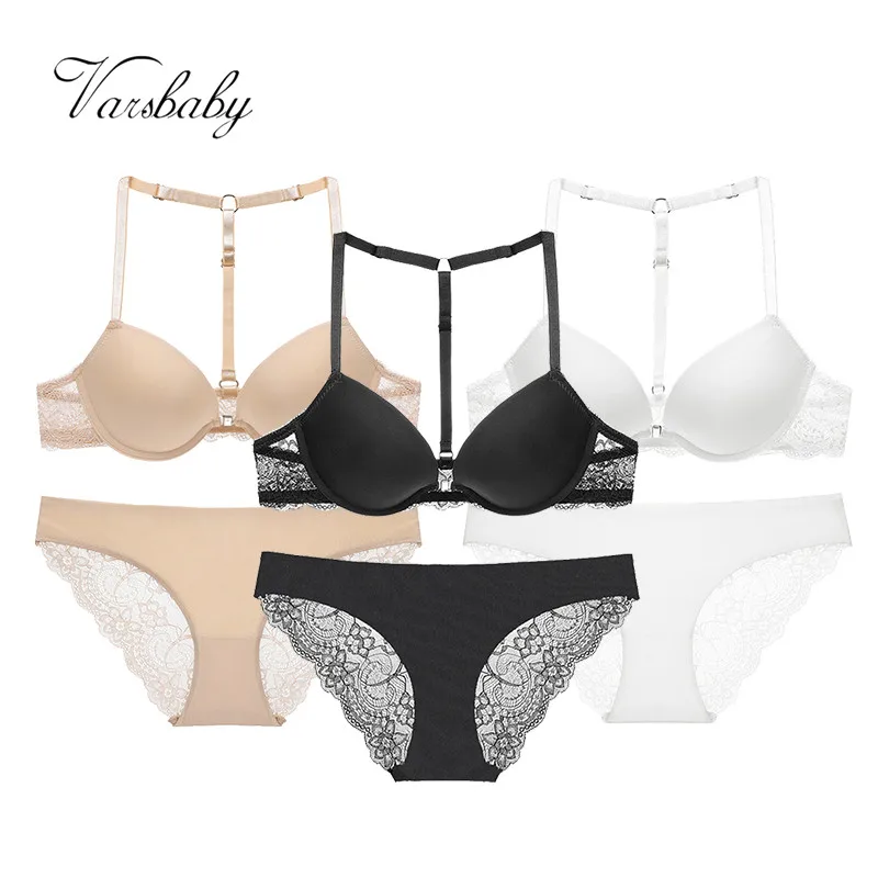 beige black white Varsbaby 3 компл./лот Передняя Пряжка собрать y-образные ремешки комплекты женского белья, сексуальное нижнее белье, нижнее белье - Цвет: beige black white