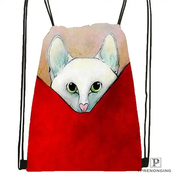 Custom cute Cute cat cardines Drawstring Backpack Bag Daypack Kids Satchel (Черная задняя часть) 31x40 см #180611-03-131 |