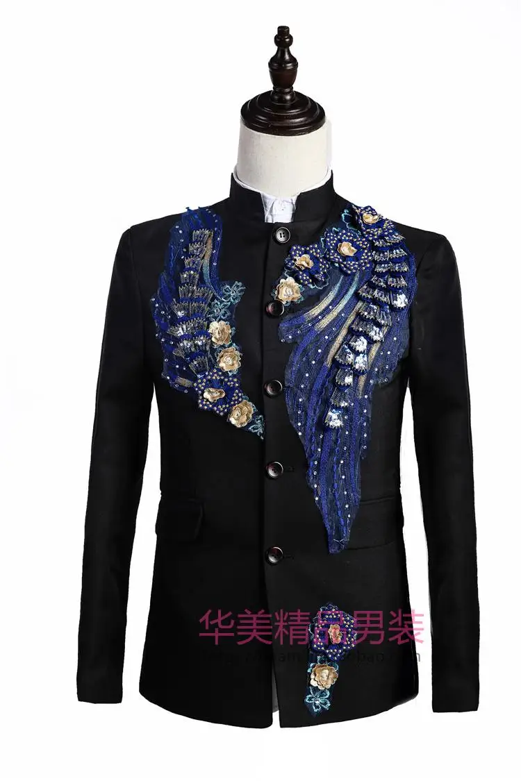 Новинка китайский костюм туника с блестками Мужской приталенный Блейзер