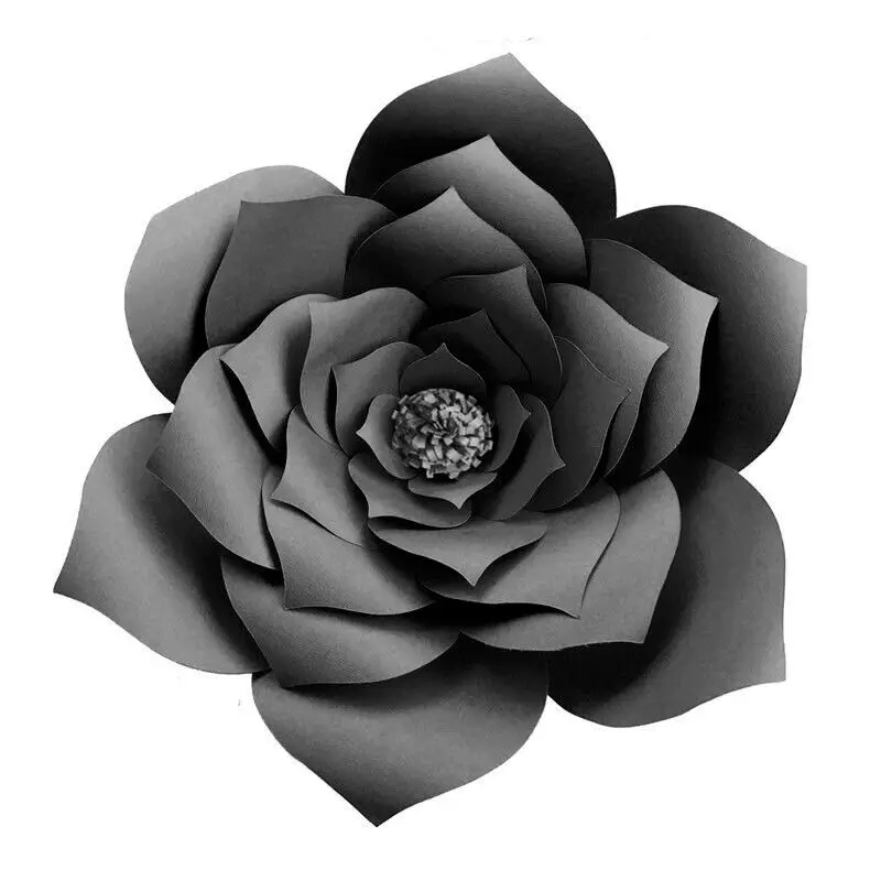 Черный NEW Paper Flower Backdrop Wall Giant DIY Rose Flowers Wedding Party Decor 30 cm - Цвет: Черный