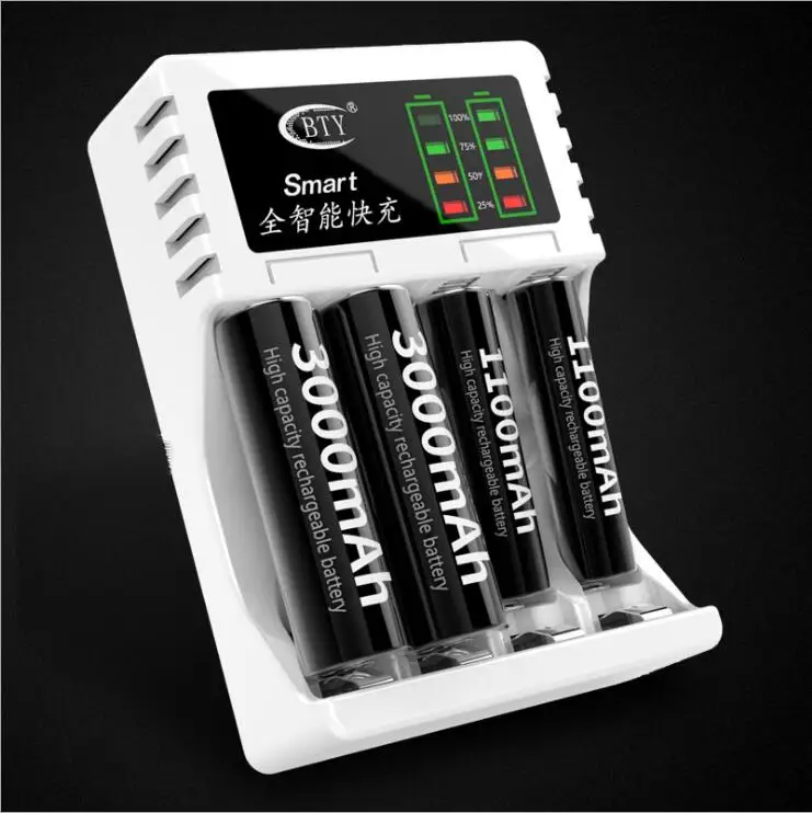 

100 Pieces BTY 704A3 2.4V Fast Rechargeable USB Charger with USB Cable for AA AAA Batteries