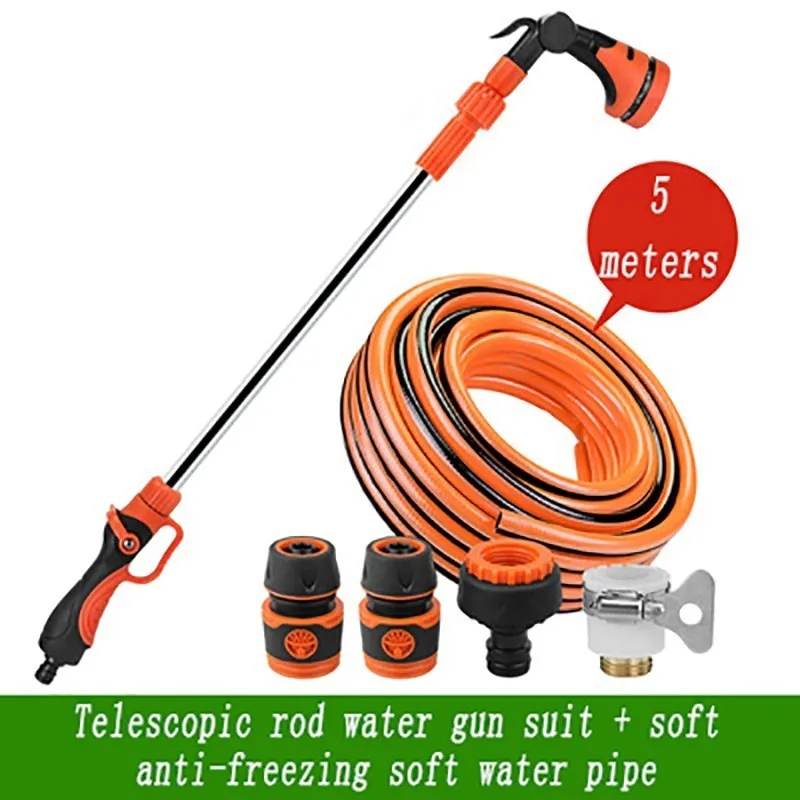 5m water gun Telescopic Long Pole Washer Water Gun Spray Durable Powerful High Pressure Power Water Gun Car Wash Jet Watering Kit - Цвет: 5m water gun