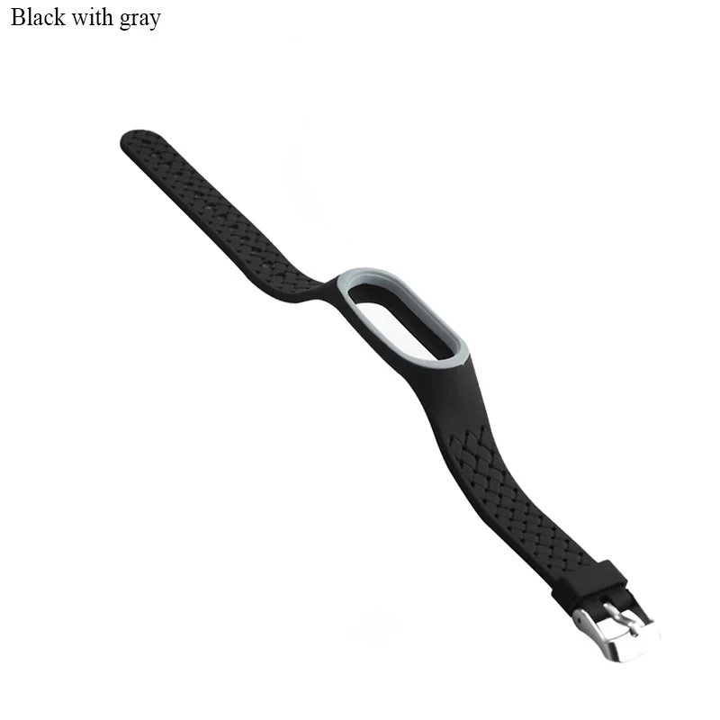 Black with gray BOORUI силиконовый двойной цвет спортивный Miband 3 ремешок анти-потеря замена ремешок для xiaomi miband 3 с модной пряжкой - Цвет: Black with gray