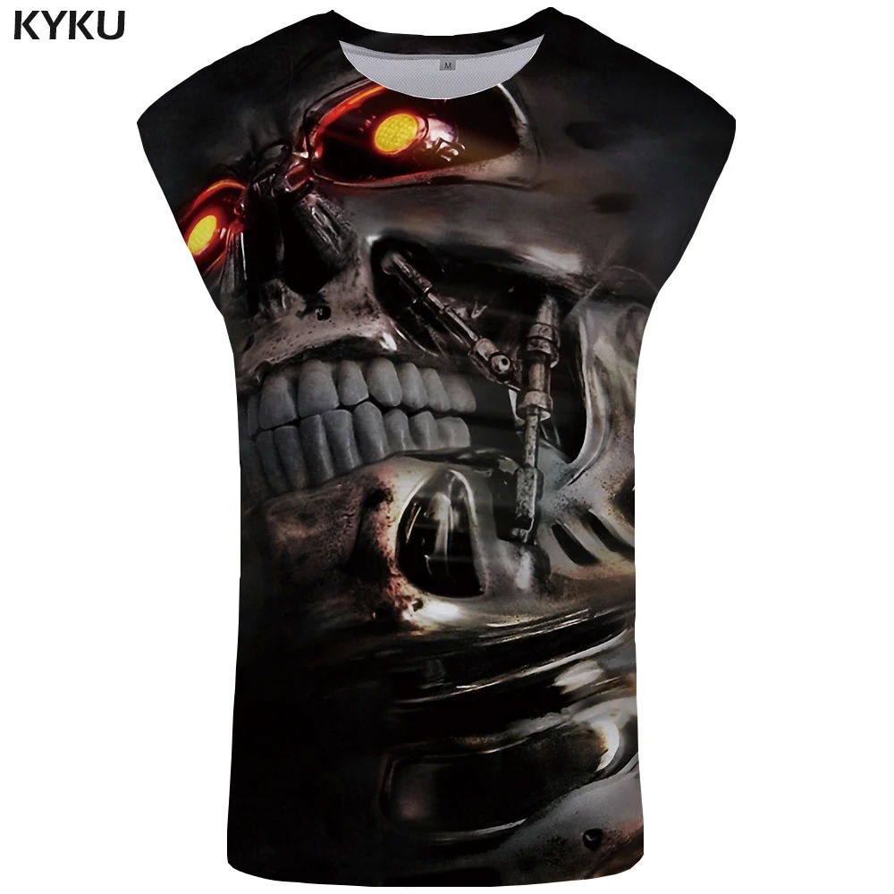 KYKU череп на бак Топ для мужчин черный Ftness одежда дьявол Tanktop 3D мужчин s Бодибилдинг майка без рукавов рубашка человек Аниме