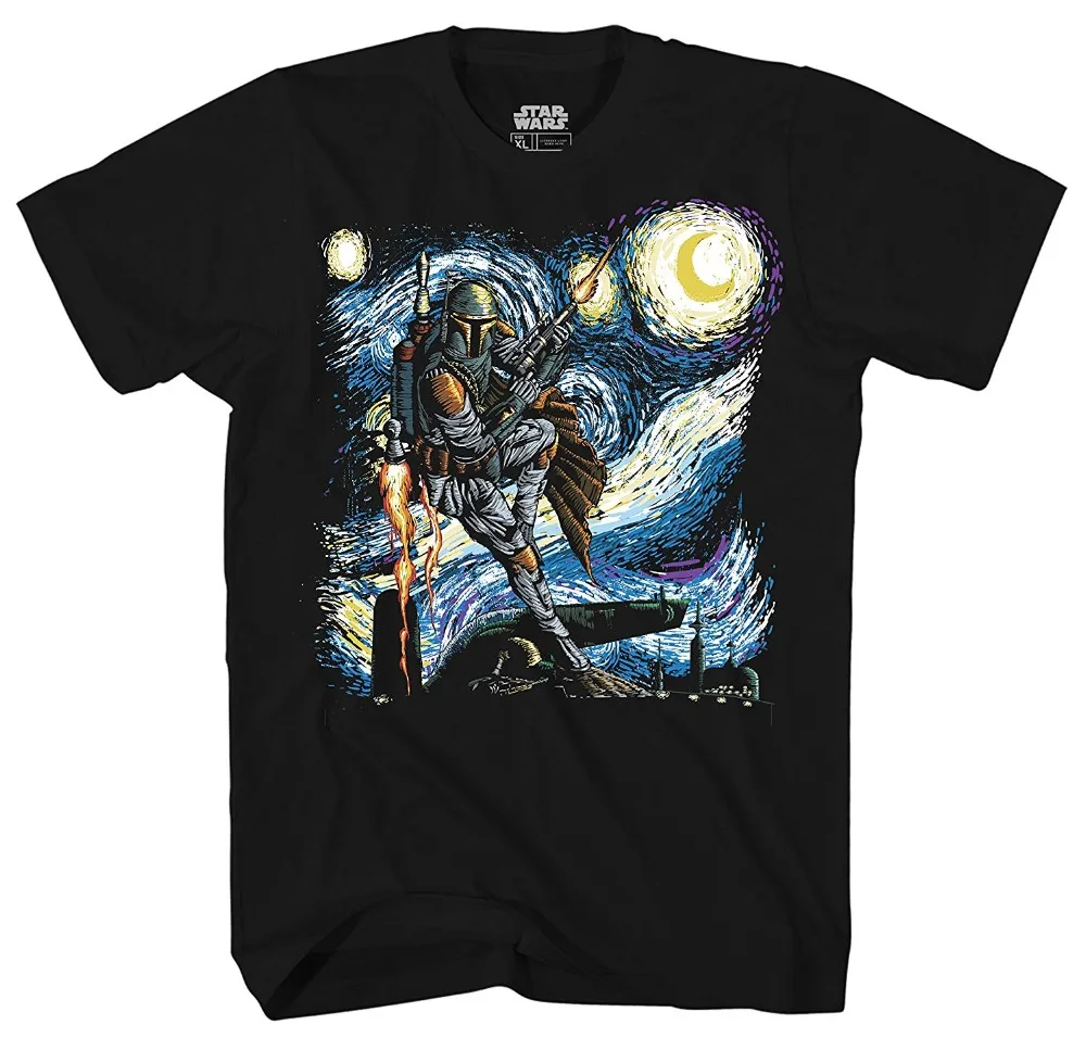 

Mad Engine Boba Fett Starry Night Men'S Adult Graphic Tee T-Shirt 2019 Summer Brand Adults Casual Tee Shirt Fitness T-Shirts