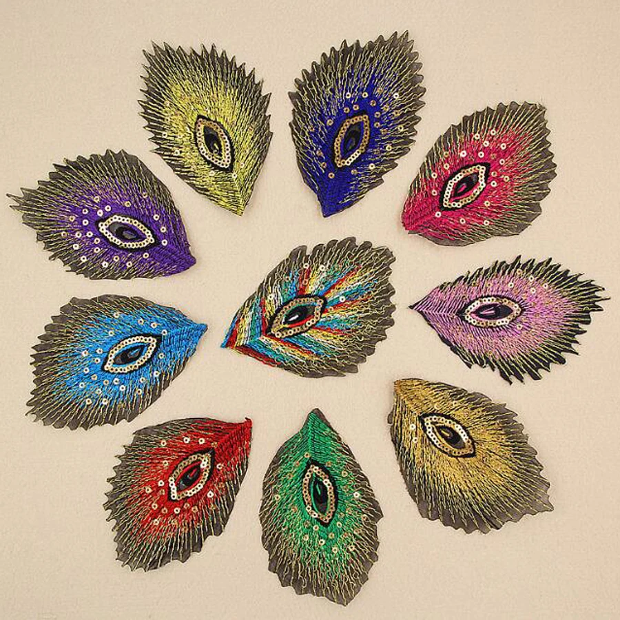 1 шт. горячая Распродажа вышитый Павлин перо Железо на патч аппликация швейная