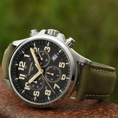 Silver C8818 gree Карнавальный светильник Тритий, мужские часы Ronda, кварцевый хронограф, Тритий, светящиеся водонепроницаемые военные спортивные часы, мужские часы - Цвет: Silver C8818 gree