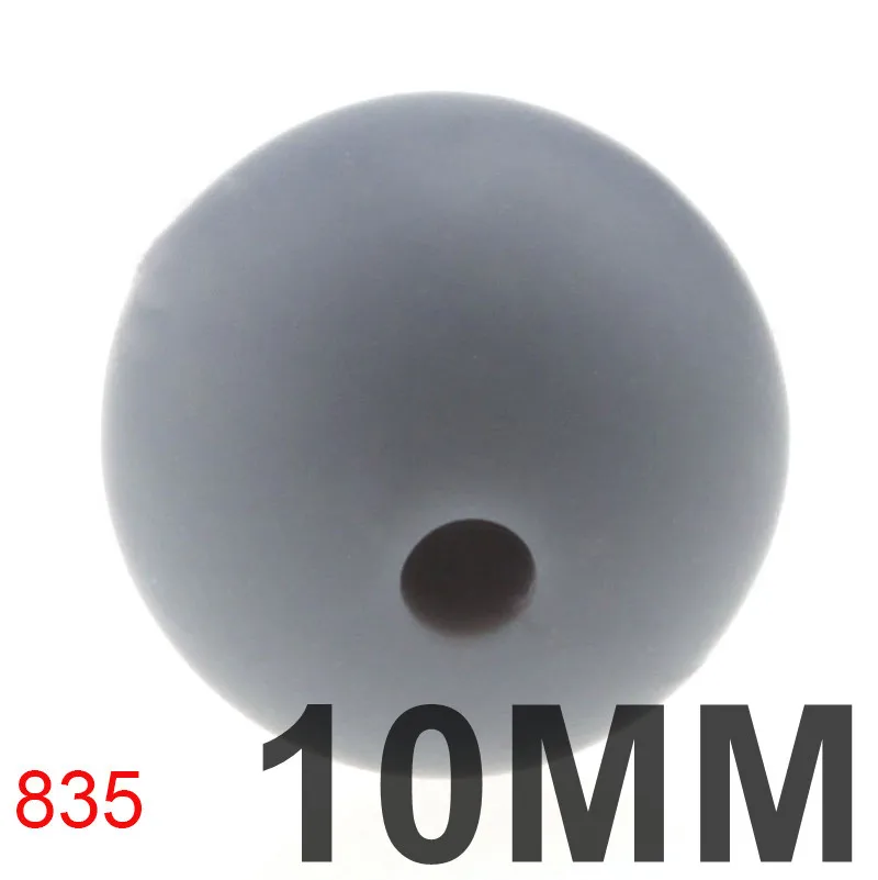 835 Gray 100 шт 10 мм круглые силиконовые прорезыватели свободные бусины для изготовления ювелирных изделий Bpa бесплатно Diy Детская соска для успокаивания цепи - Цвет: 835 Gray