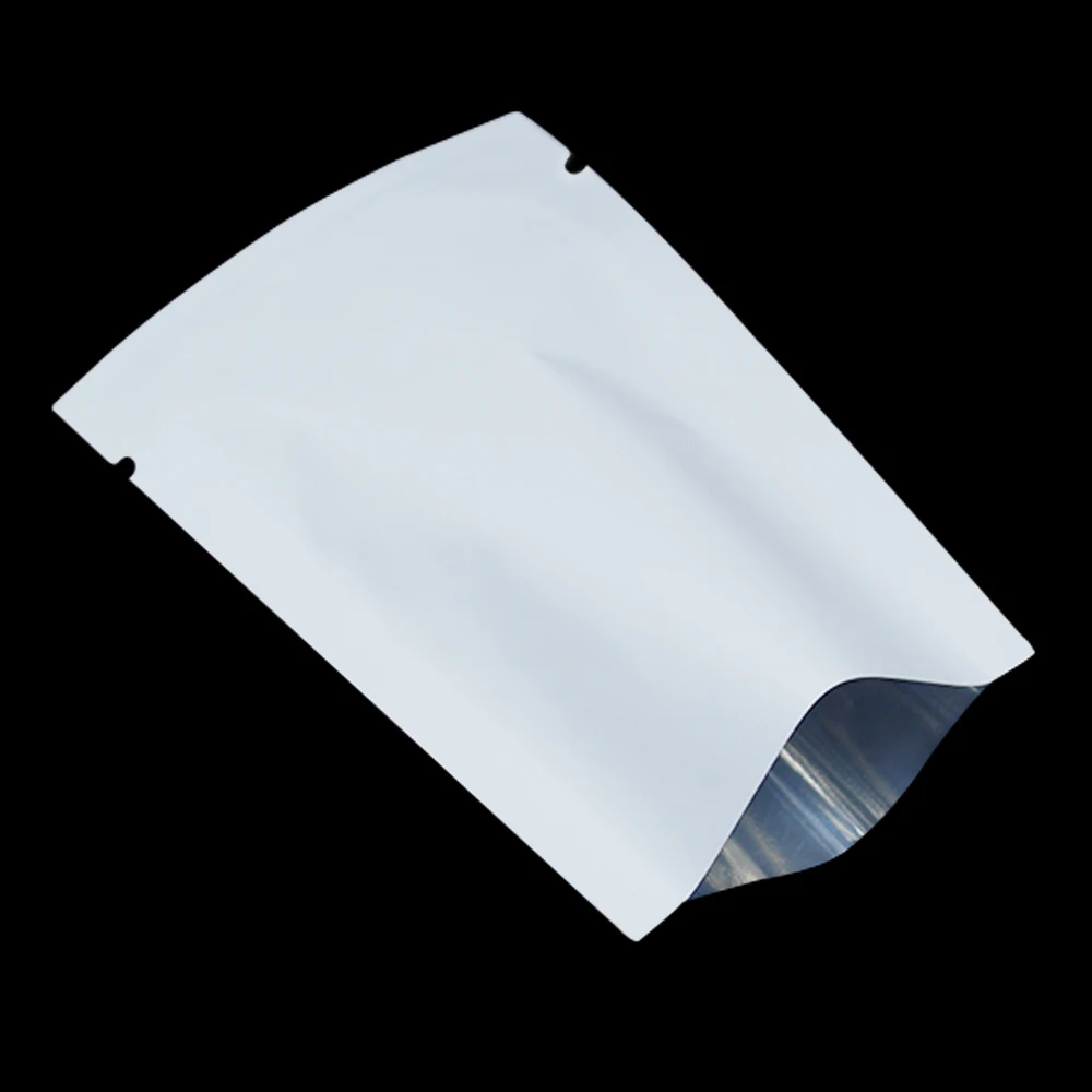

200Pcs White Open Top Aluminum Foil Package Bag Snack Candy Heat Seal Storage Mylar Packing Pouch Coffee Powder Vacuum Seal Bags