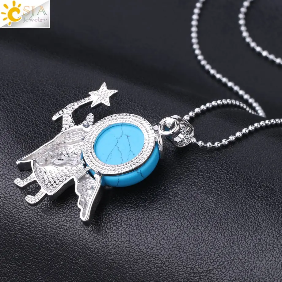 Кулон CSJA с милым ангелом ожерелье из натурального камня розовый кварц Фиолетовый