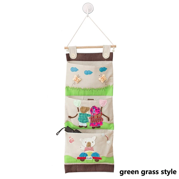 green grass design Креативный мультяшный Подвесной Настенный карман для хранения organizador холст подвесной Карманный дверной подвесной органайзер из ткани Подвесные Подарки - Цвет: green grass design