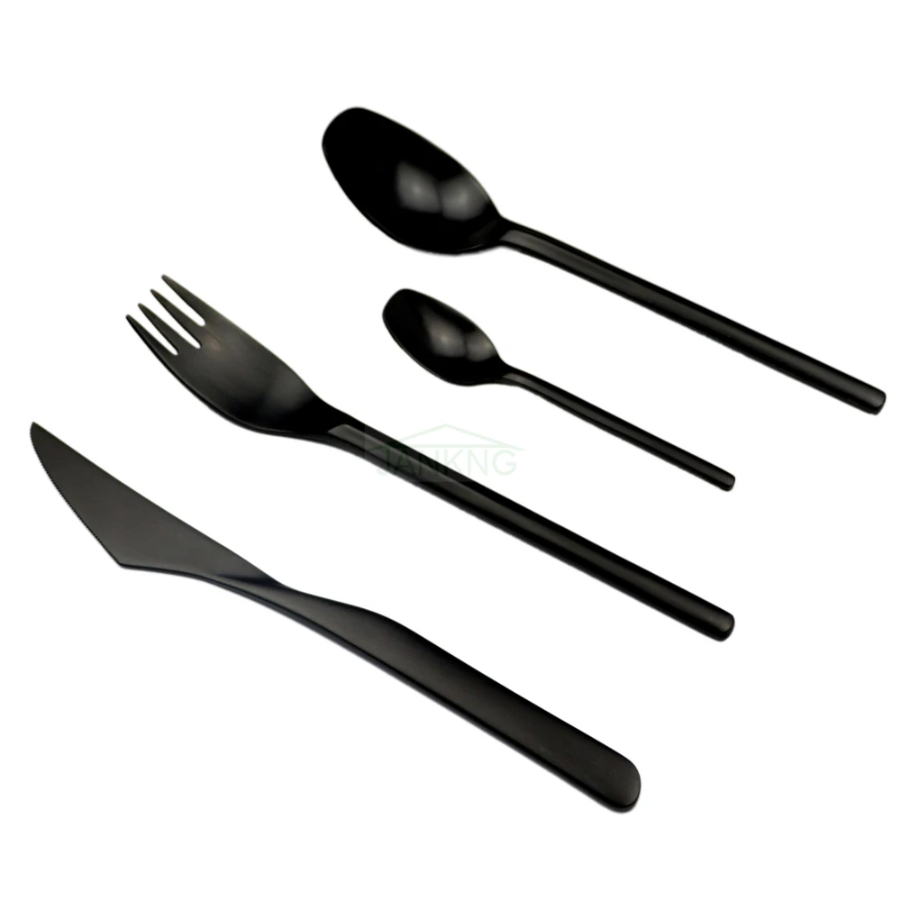Набор столовых приборов JANKNG из нержавеющей стали 4 шт./лот|black cutlery set|stainless steel dinner