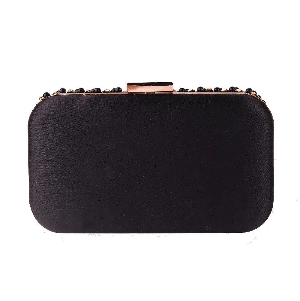 

XIYUAN Women black/pink Pearl beaded flower Evening Bags Small clutch Purse Chain Shouler Handbags Crystal Party Evening Bags