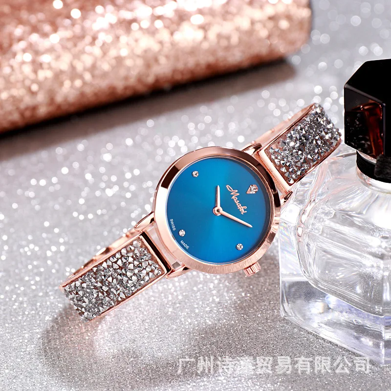 Gold Blue Дропшиппинг Новые модные роскошные женские часы Звездное небо ремешок перламутровые женские кварцевые часы para mujer - Цвет: Gold Blue