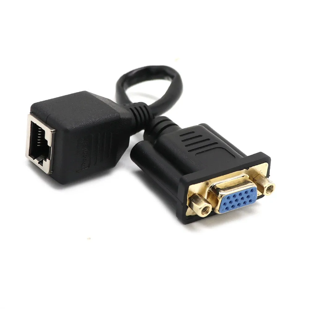 Удлинитель VGA Мама к локальной сети Cat5 Cat5e RJ45 Ethernet черный адаптер кабель заводская