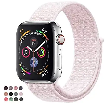 Наручных часов Apple Watch, версии спортивные нейлоновая петля ремешок для Apple Watch Watch4/3/2/1 ремень Легкий дышащий материал ремешок для iwatch Series44/42/40/38 мм - Цвет ремешка: Pearl powder