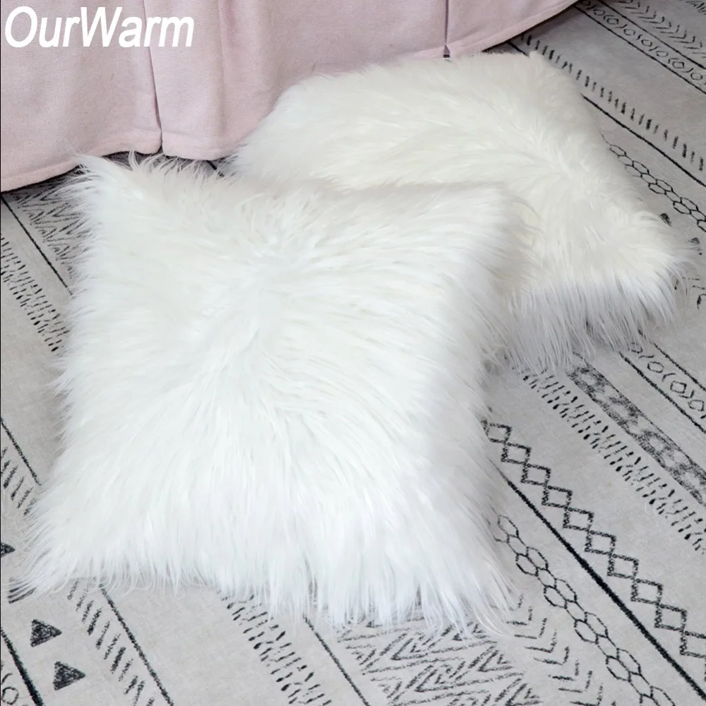 OurWarm 45X45CM Рождественская роскошная белая плюшевая подушка чехол с одной стороны
