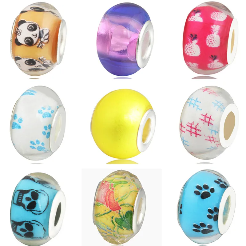 Красочные маленькие стеклянные DIY граффити Медвежья Лапа цветы муранские бусины