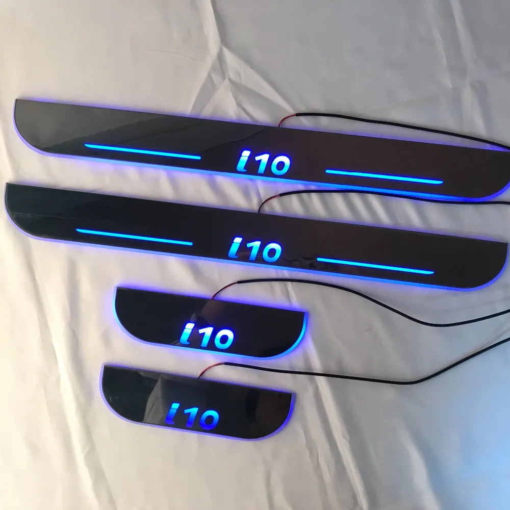 RQXR led движущиеся двери потертости для hyundai grand i10 динамический порог пластина плоская подкладка накладка потока света, 4 шт