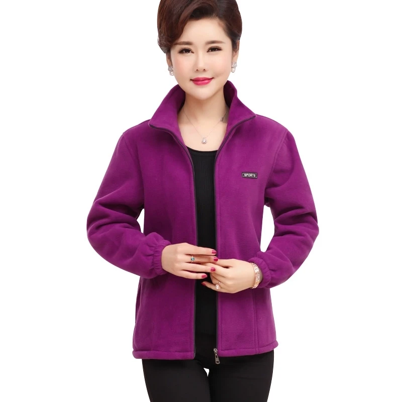 

New Autumn Winter Fashion Plus Size Fleece Sweatshirt Women Casual Stand Collar Zip-up Coats Solid Slim Full Sleeve Jacket Mw406