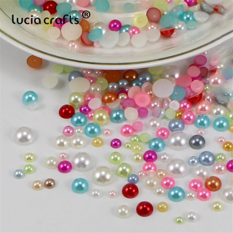 Lucia crafts 4 8 мм Разноцветные полукруглые Пришивные АВ жемчуг стразы DIY Аксессуары 20