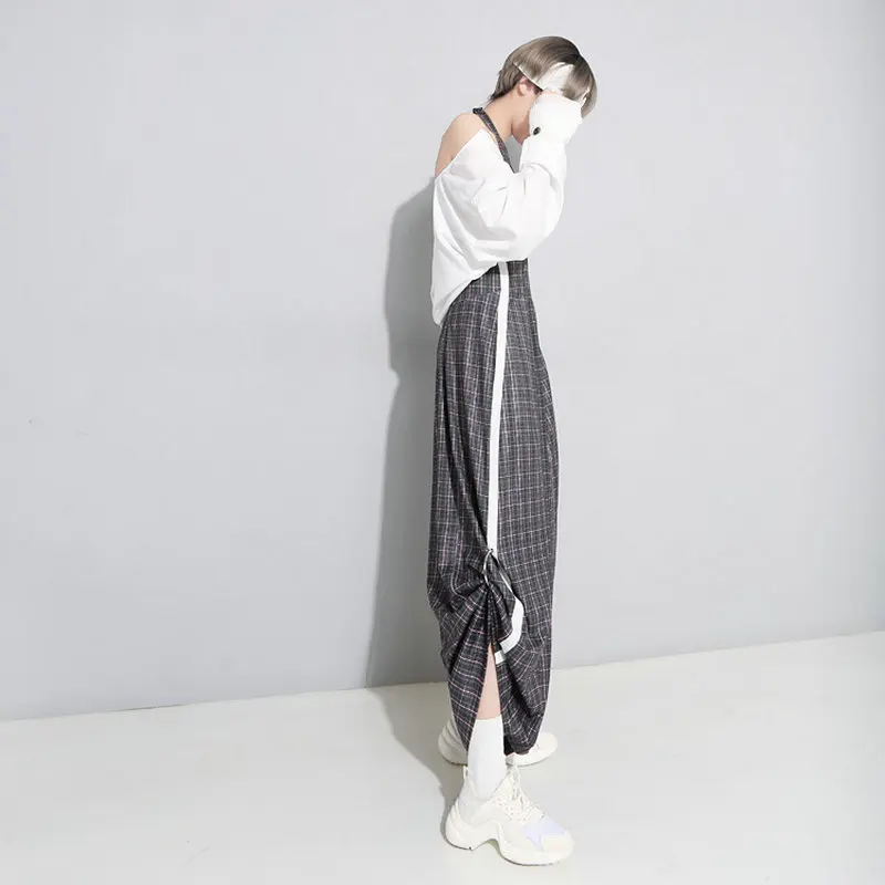 Four Seasons Harajuku Moon Pattern Женские Комбинезоны Спинки Кольцо Морщинистые Боди с Открытой Спиной Женские Широкие Штаны Ноги Комет Брюки