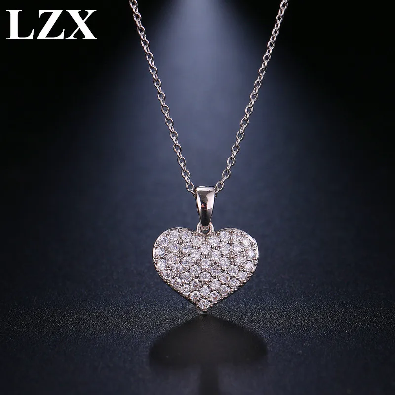 Чокер LZX в форме сердца женский ожерелье из кубического циркония белого и