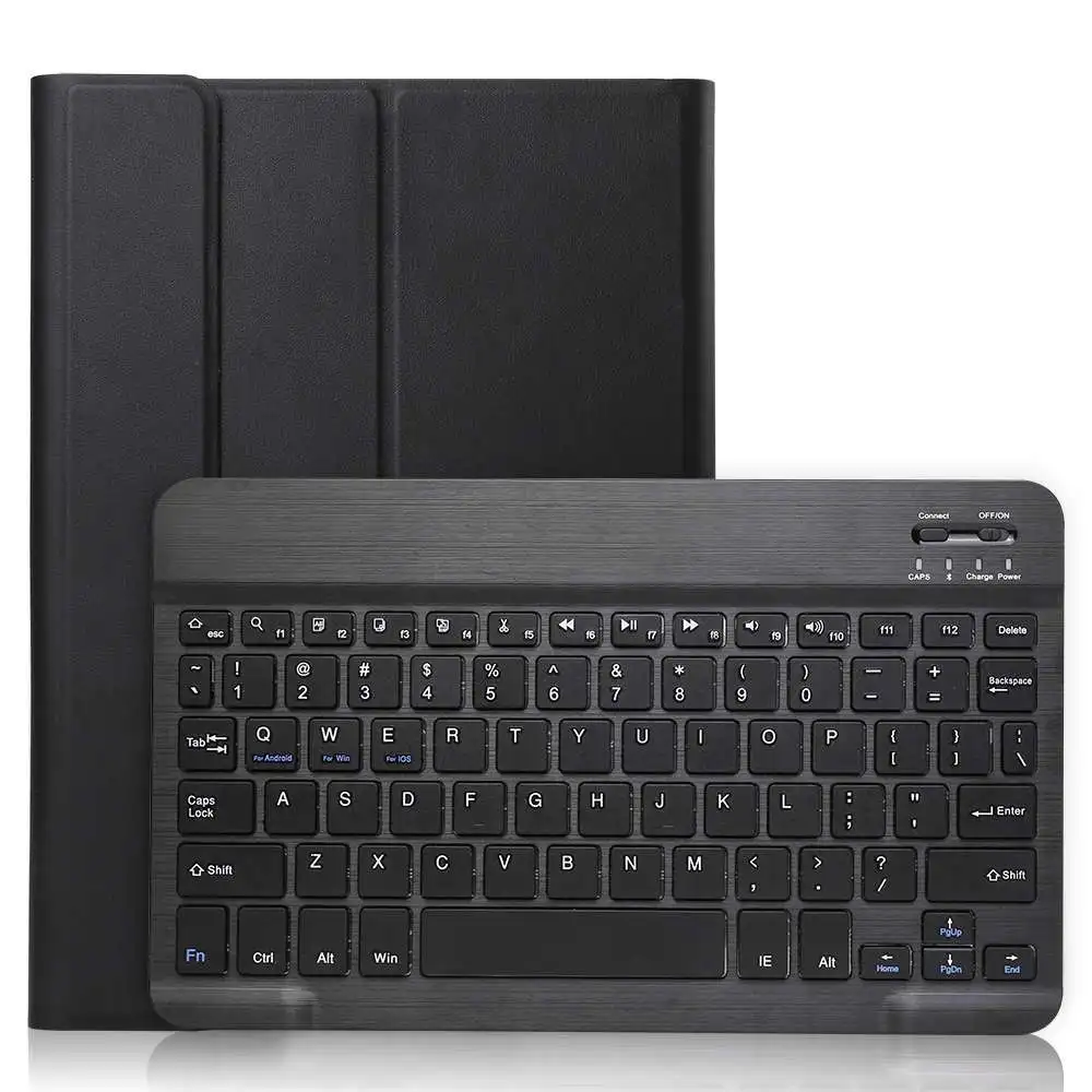 Black Для Samsung Galaxy Tab A 10,1 T510 T515 ультра тонкий PU кожаный чехол+ Съемная Bluetooth Русская/испанская клавиатура - Цвет: Black