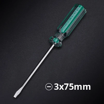 Магнитная головка зеленого цвета CRV шлицевая отвертка - Цвет: -3x75mm