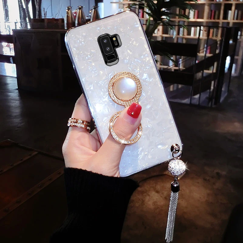 Lexury ювелирное палец кольцо горный хрусталь чехол для телефона samsung S9 плюс Kickstand с