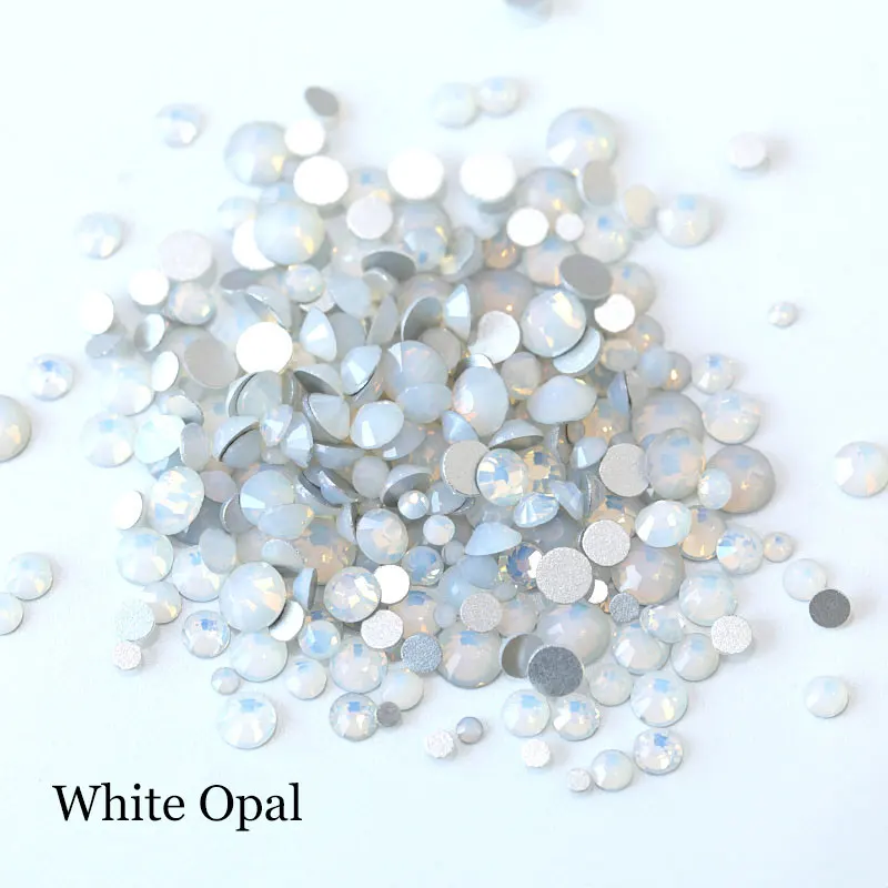White-Opal 1000 шт./пакет разных размеров с украшением в виде кристаллов AB Цвета не требуют горячей фиксации Стразы с плоской задней Красный AB блестящие стразы для украшения ногтей, B1010 - Цвет: White-Opal