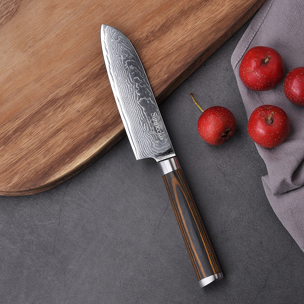 SUNNECKO Damascus 7 дюймовый нож Santoku 73 слоя японского VG10 Core стальное лезвие 5 &quotкухонные