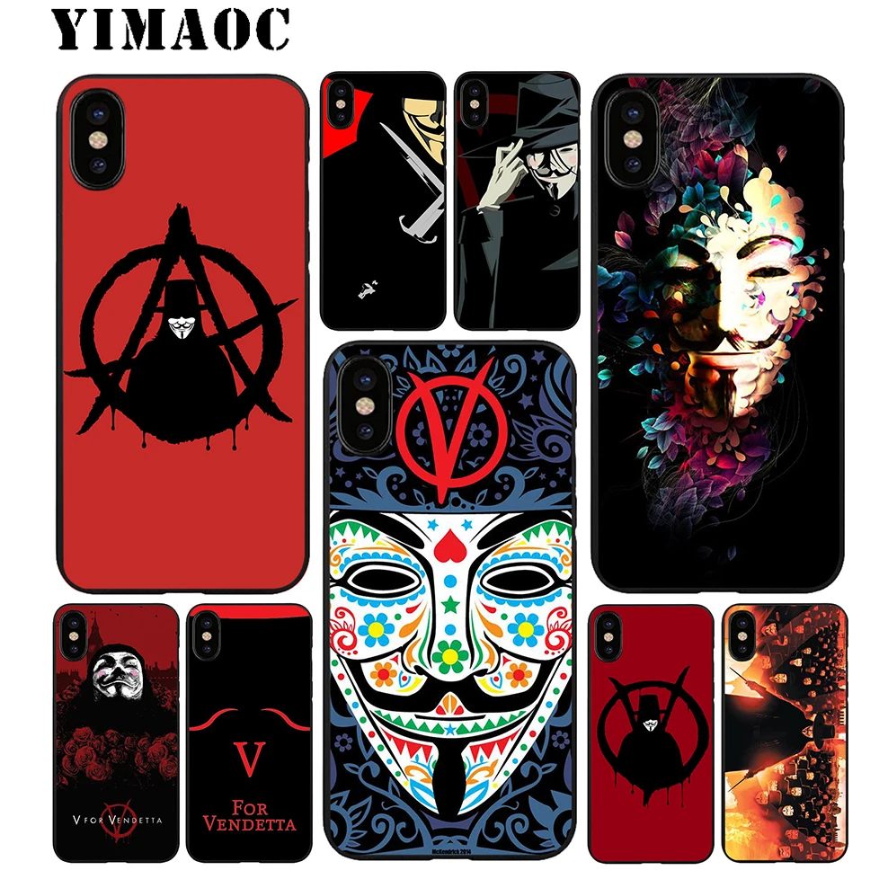 YIMAOC V для Vendetta Мягкий ТПУ Черный силиконовый чехол iPhone X или 10 8 7 6 6S Plus 5 5S SE Xr Xs Max |