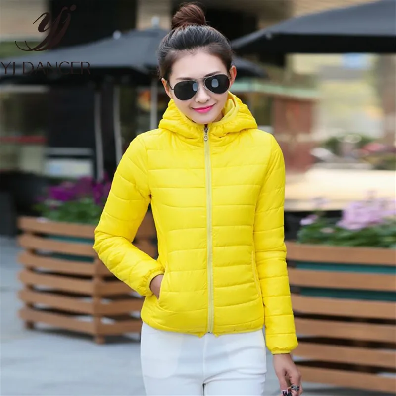 Женский пуховик с капюшоном на молнии длинным рукавом|Женские пуховики| |