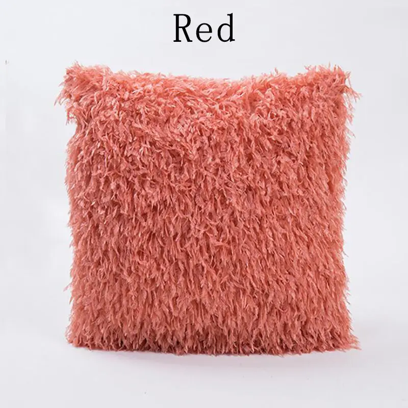 Coral red Чехлы для подушек чехлы на подушки плюшевый мохнатый мягкий мех перо поясничная Подушка, домашний декор элегантный диван декоративная наволочка - Цвет: Coral red