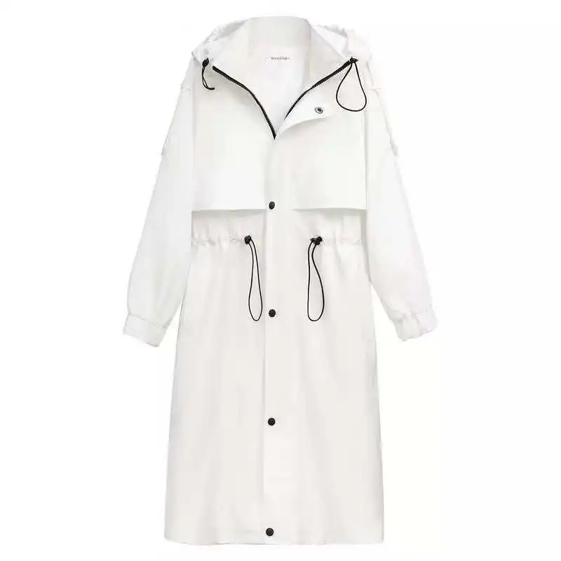 Женский Длинный Тренч на молнии с регулируемой талией ветровка белого цвета