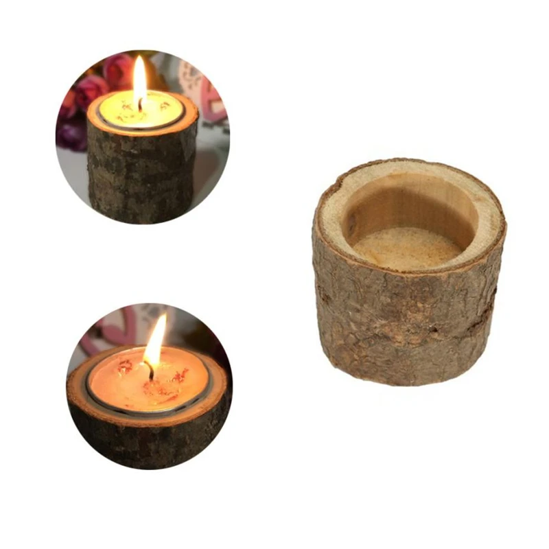 Деревенский деревянный подсвечник держатель для чайного светильника домашний