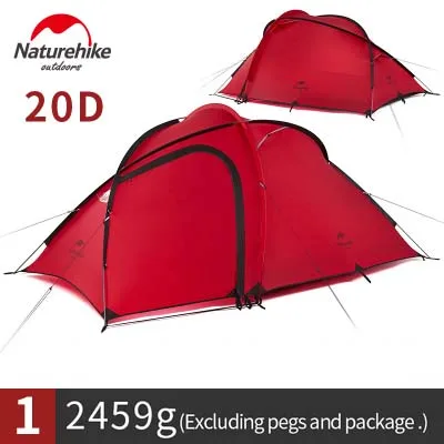 20D Red Naturehike Hiby семейный тент 20D силиконовая ткань водонепроницаемый двухслойный 2 человека 3 сезона палатка одна комната один зал - Цвет: 20D Red
