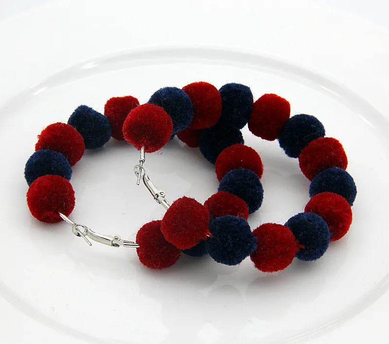 Серьги в богемном стиле FishSheep Pom серьги помпоны большие круглые хлопковые с