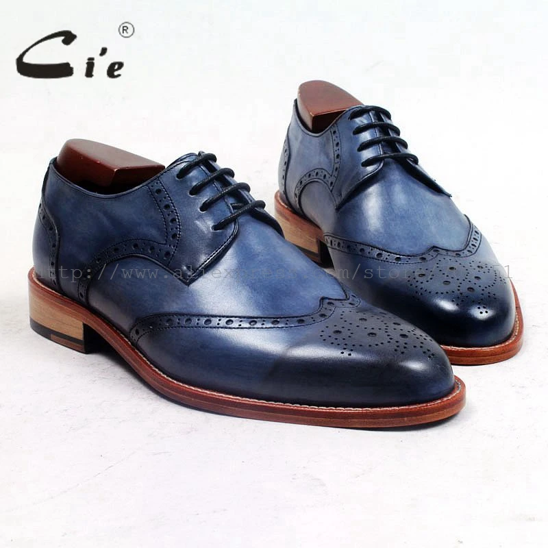 Мужские туфли cie с круглым носком медальон патина натуральная телячья кожа