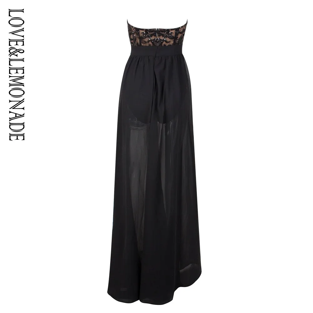 Love& Lemonade черные вечерние шифоновые платья с вырезами и блестками LM1252