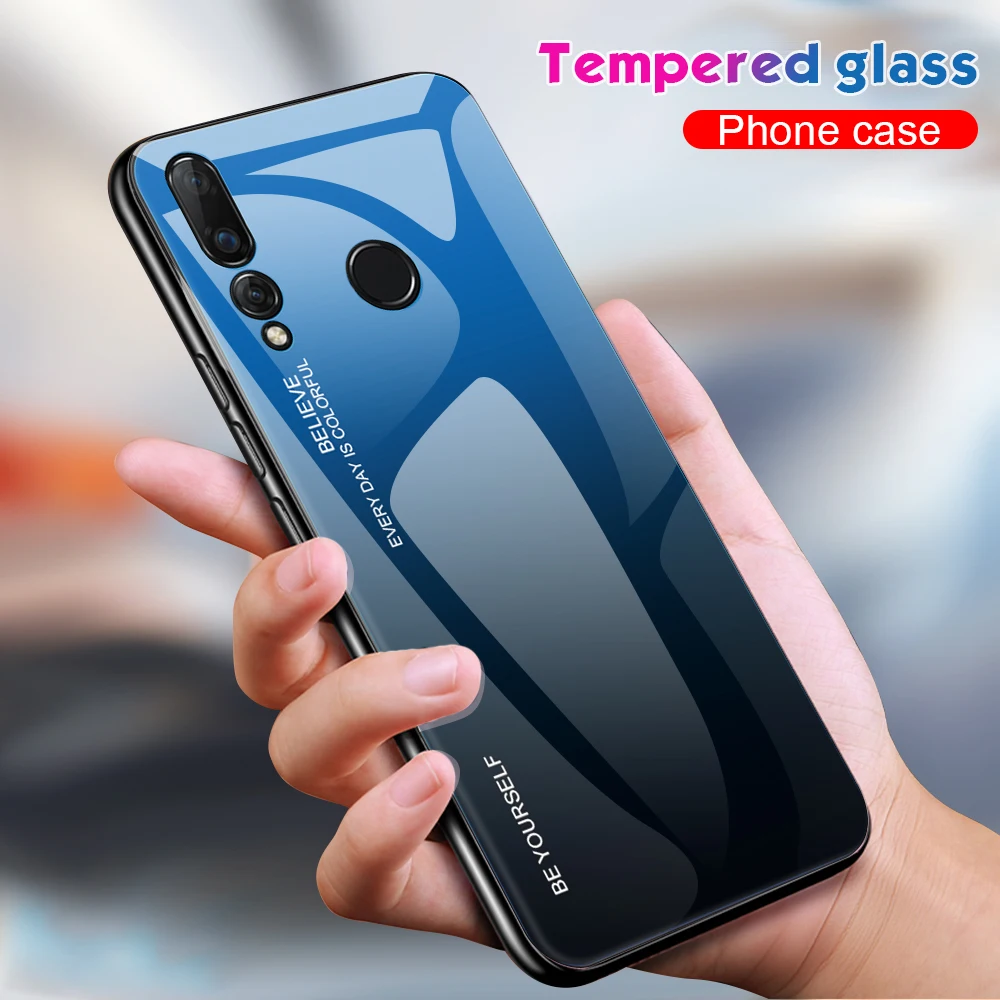 Градиент закаленное Стекло чехол для huawei P30 P20 lite рro Коврики 10 20 pro Honor 9 P Smart 2019 8X Nova