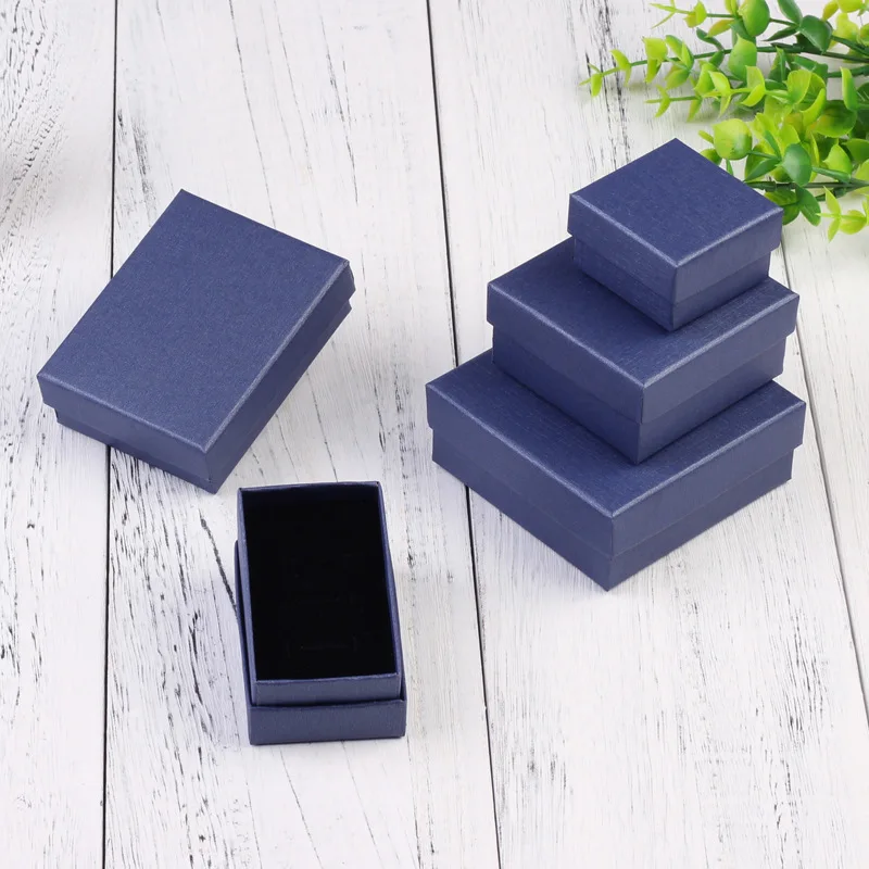 

5x5x3cm голубая серьга кольцо подарочные коробки с губкой 1 шт коробка ювелирных изделий Органайзер браслет бумага свадебный подарок упаковоч...