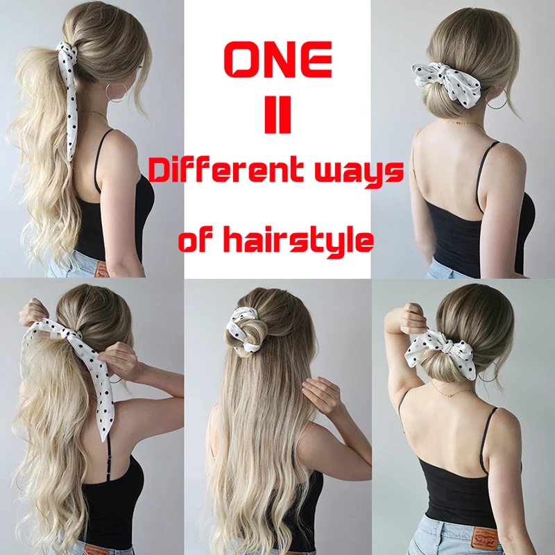 Резинка для волос однотонная женская эластичная повязка на голову с бантом