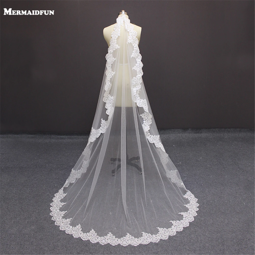 Красивые 2 м один слои полный край с белый слоновая кость Тюль расческой