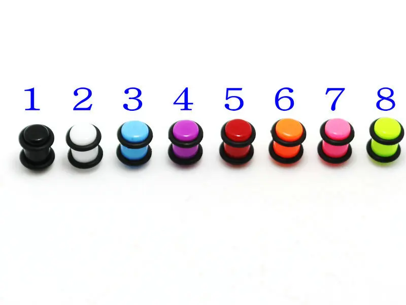 Акриловые затычки для ушей JEWEL с 2 черными уплотнительными кольцами разных цветов