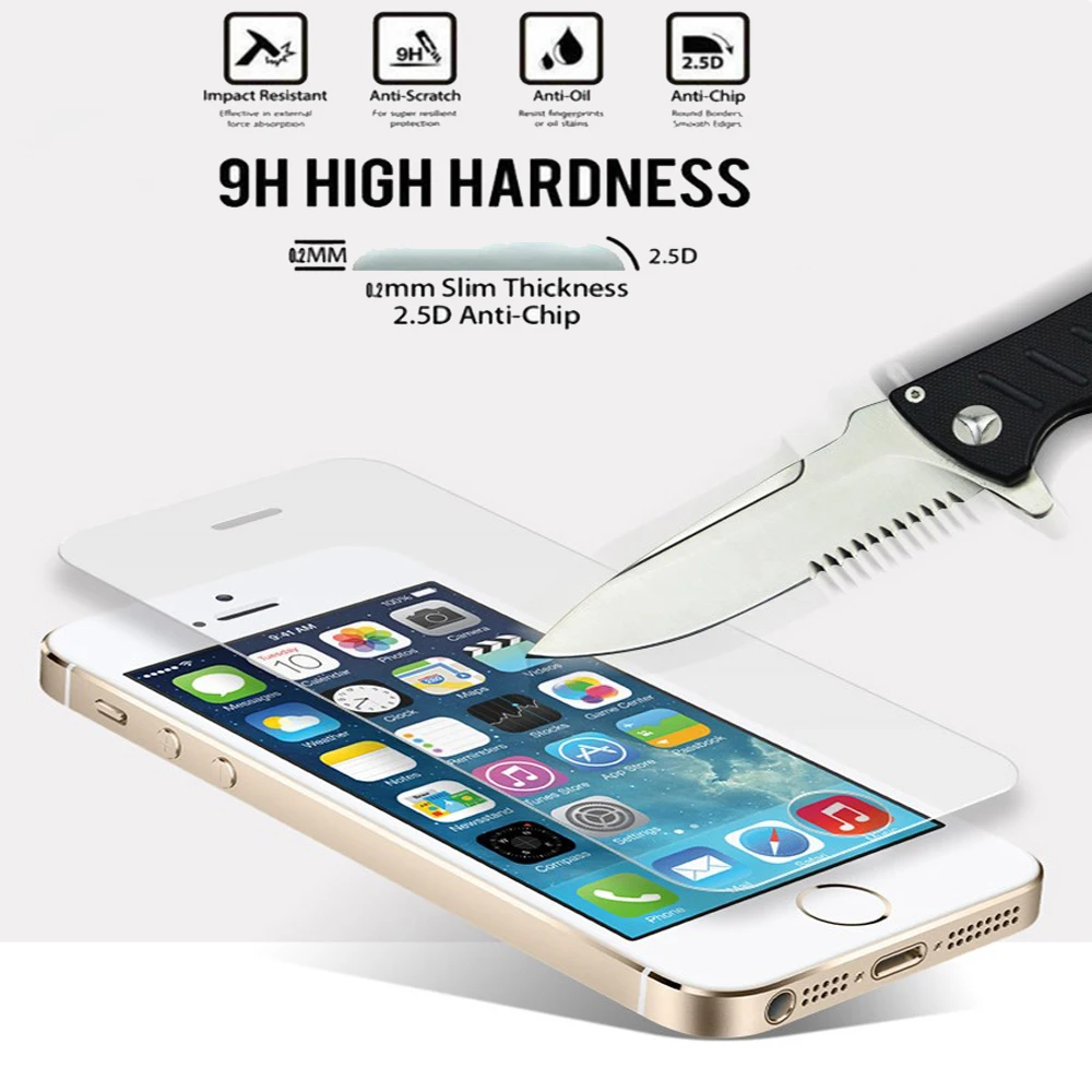Переднее закаленное стекло премиум-класса для iPhone 5 5s 5c se Защитное экрана с
